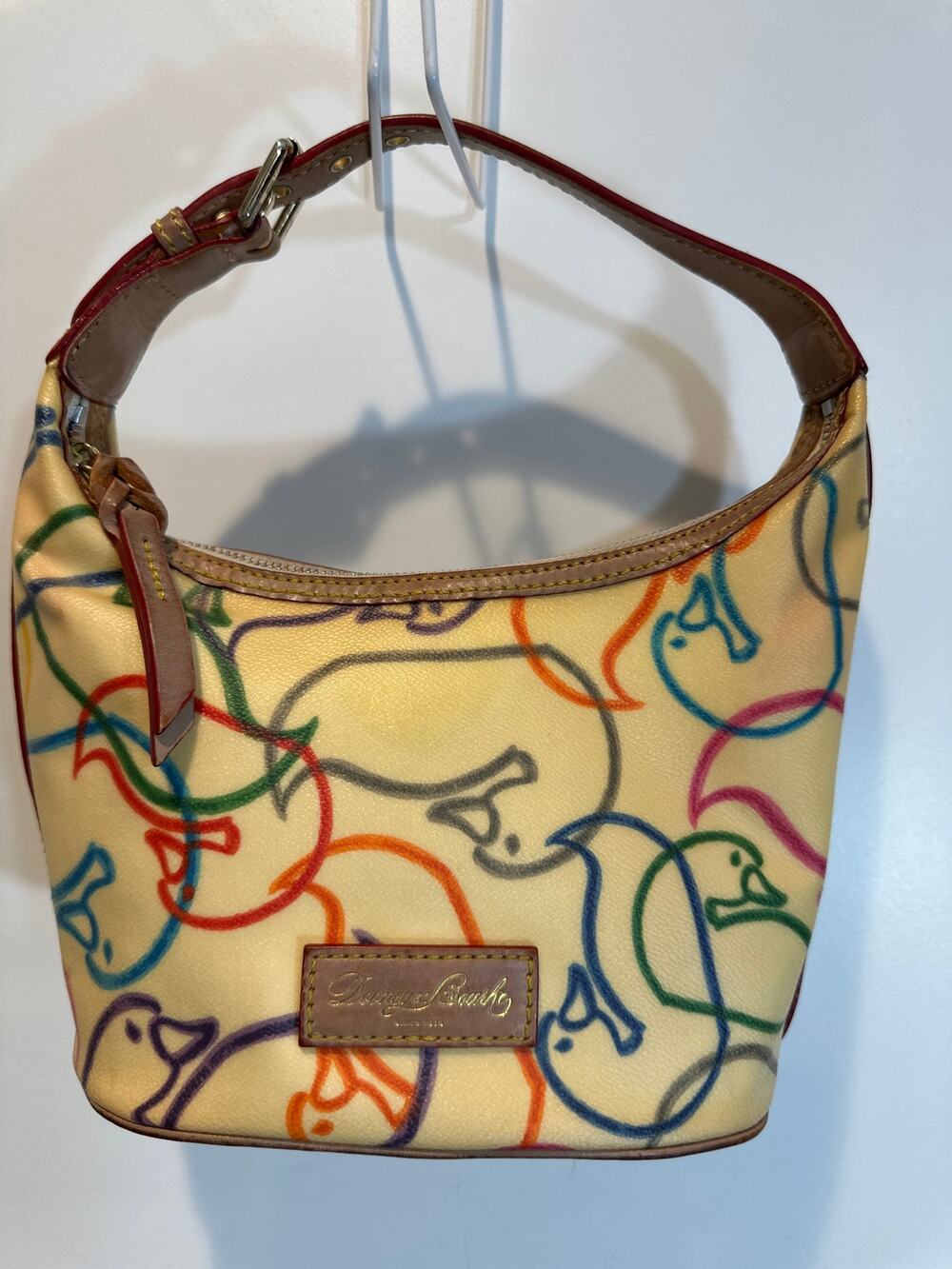 Dooney & Bourke Vintage Y2K Multicolor Wonder Duck Doodle Slouchy Shoulder Bag